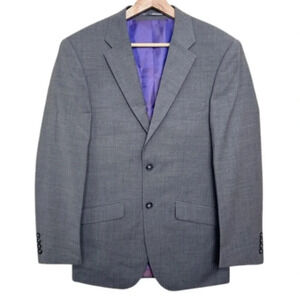 Brook Taverner Mens 36R Wool Two Button Slim Fit Blazer  Sport Coat In Grey